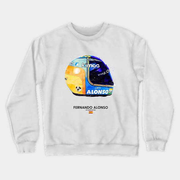 F1 2020 Fernando Alonso Crash Helmet Crewneck Sweatshirt by DB Motorsport Designs